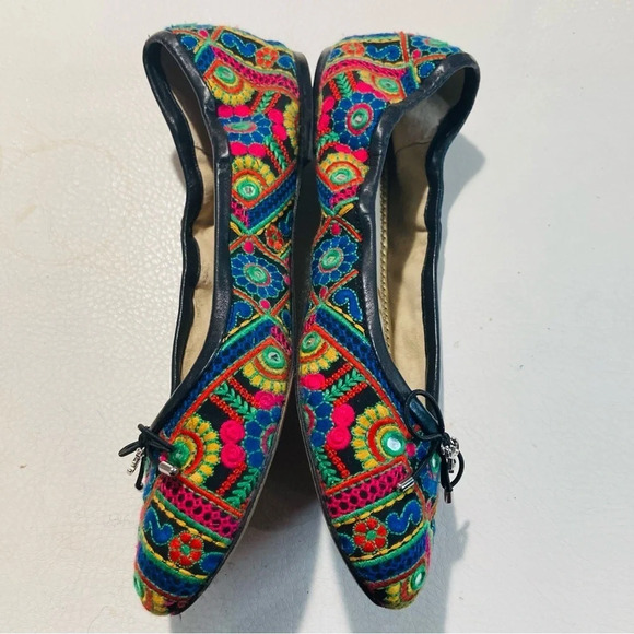 SAM EDELMAN Sz 9 Felicia Boho  Embroidered Almond Toe Ballet Flats - Picture 7 of 12